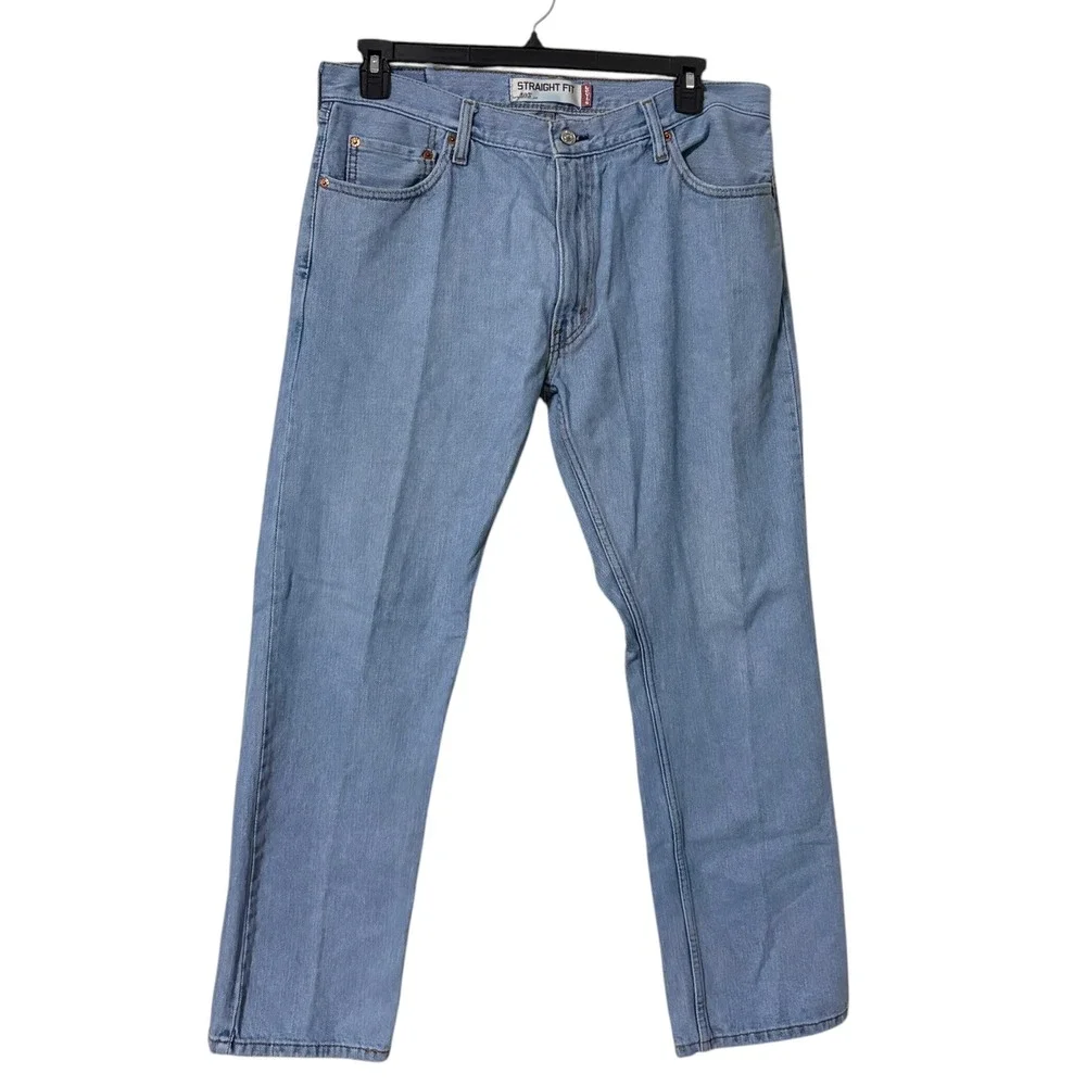 Levi's Mens 36x30 505 Straight Fit Jeans Light Wash Blue Denim 100% Cotton